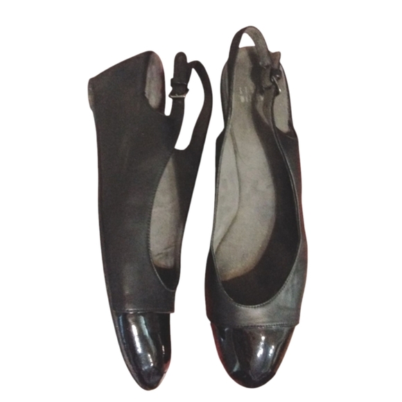 Stuart Weitzman Black Leather Sling Back Wedge Sandal Shoe Size 11 N - Picture 1 of 10